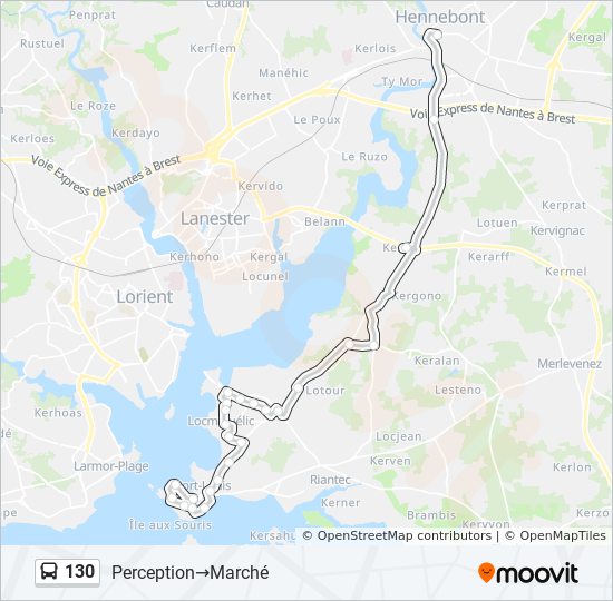 Plan de la ligne 130 de bus