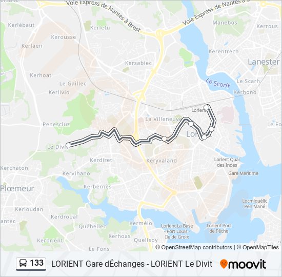 133 bus Line Map