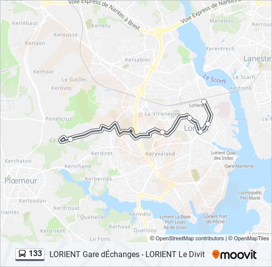 Mapa de 133 de autobús