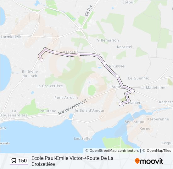 Plan de la ligne 150 de bus