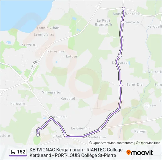 152 Bus Line Map