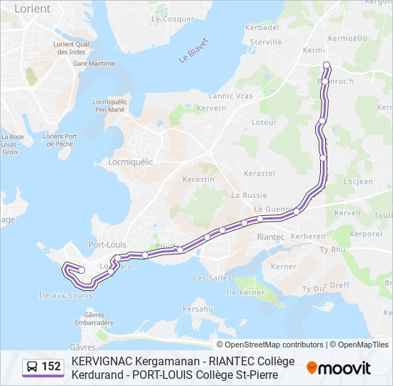 152 bus Line Map