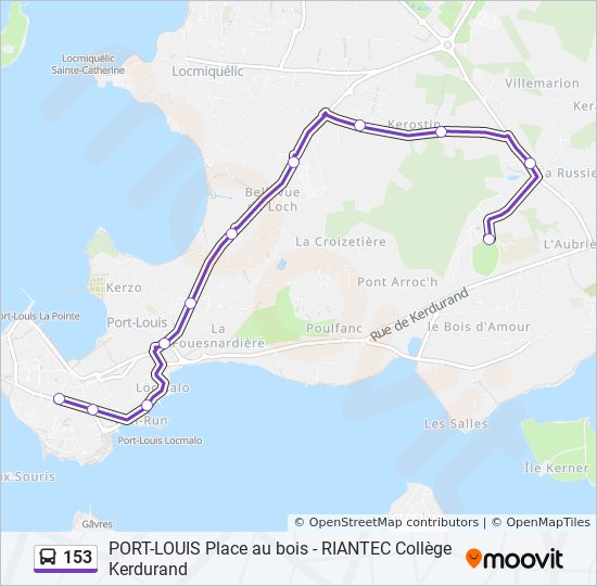 Plan de la ligne 153 de bus