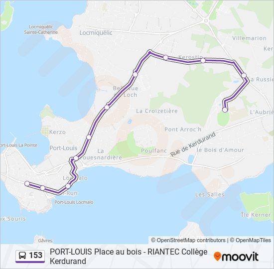 Plan de la ligne 153 de bus