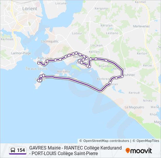 Mapa de 154 de autobús