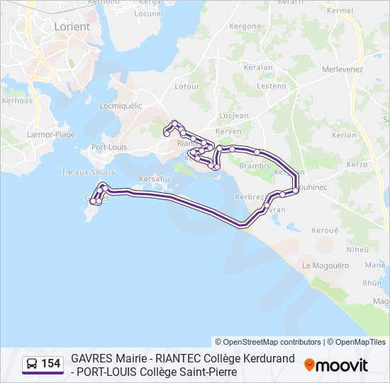 154 bus Line Map