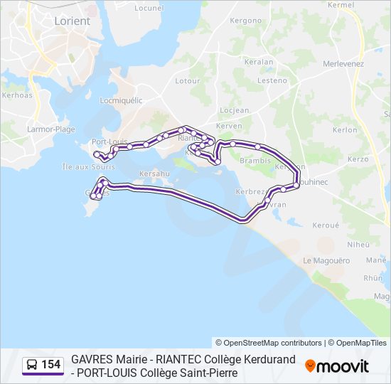 154 bus Line Map