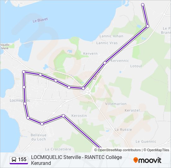 Plan de la ligne 155 de bus