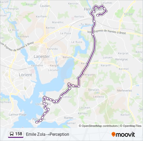 Plan de la ligne 158 de bus