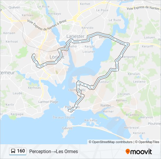 Plan de la ligne 160 de bus