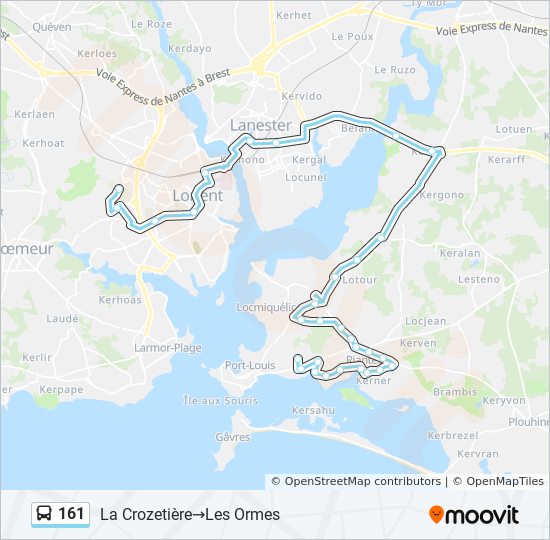 Plan de la ligne 161 de bus