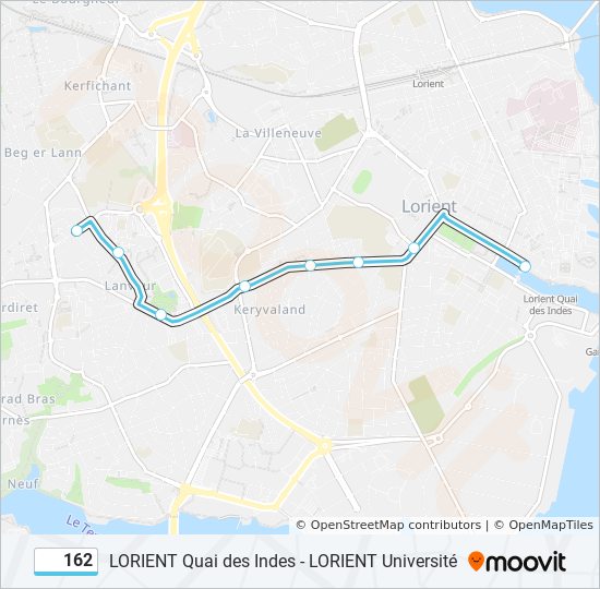 Plan de la ligne 162 de bus