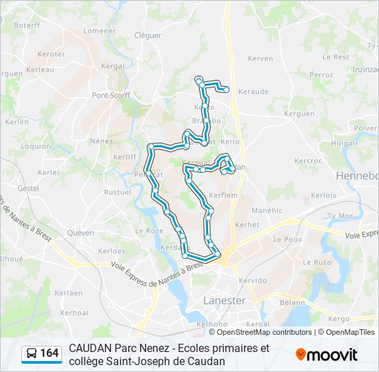 Plan de la ligne 164 de bus