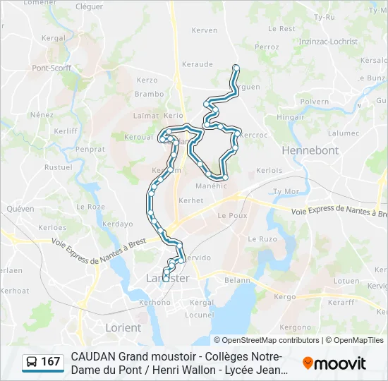 167 Bus Line Map