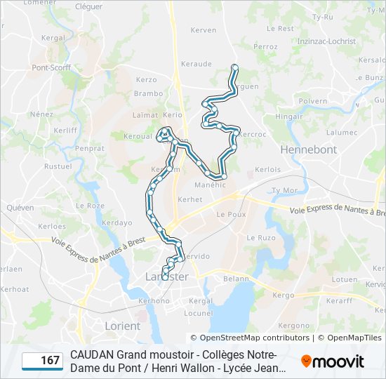 167 bus Line Map