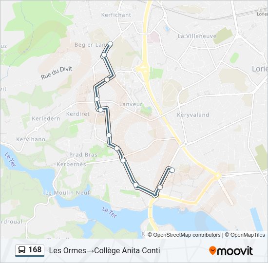 Plan de la ligne 168 de bus