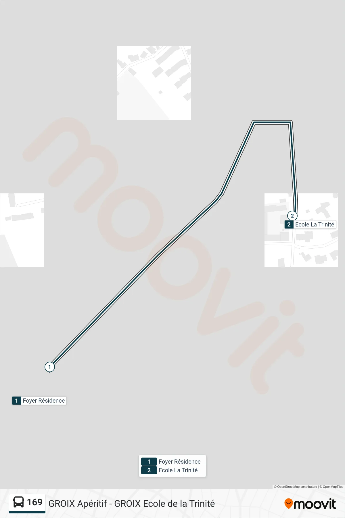 169 bus Line (Foyer Résidence→Ecole La Trinité) route and stops on a map