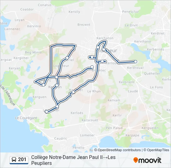 201 Bus Line Map
