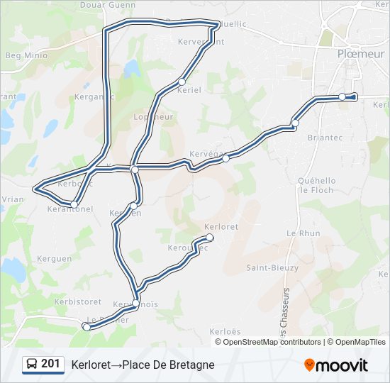 Plan de la ligne 201 de bus