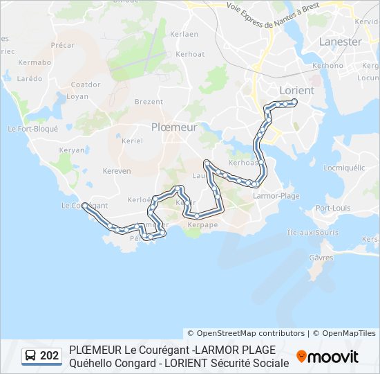 202 bus Line Map