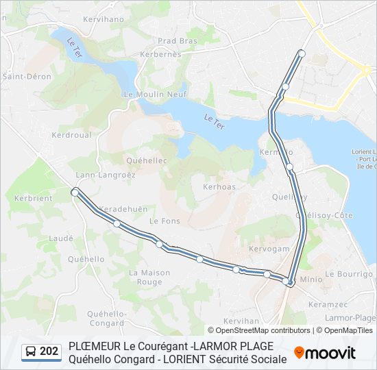 Plan de la ligne 202 de bus