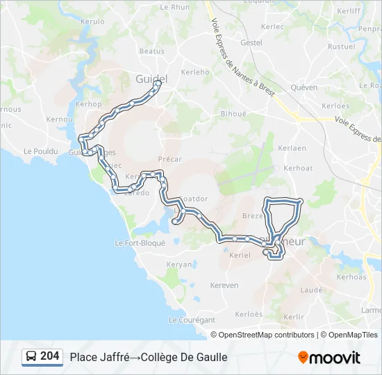 204 Bus Line Map