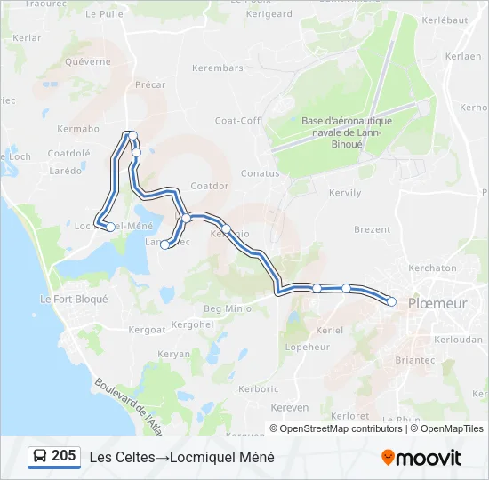 205 Bus Line Map