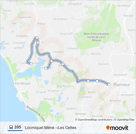 205 Bus Line Map