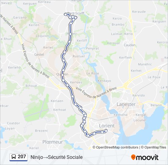 Plan de la ligne 207 de bus