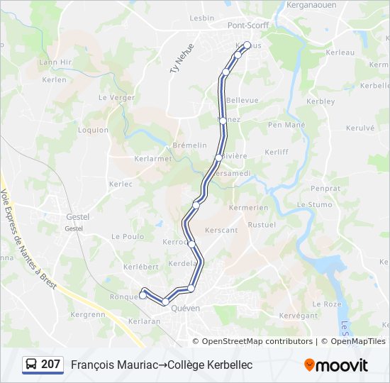 Mapa de 207 de autobús