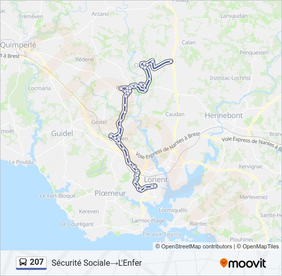 Mapa de 207 de autobús