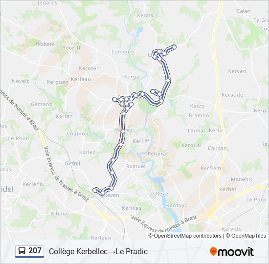Plan de la ligne 207 de bus