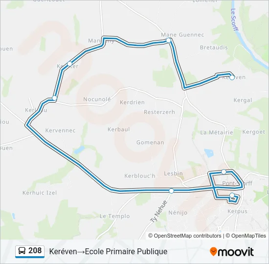 208 Bus Line Map