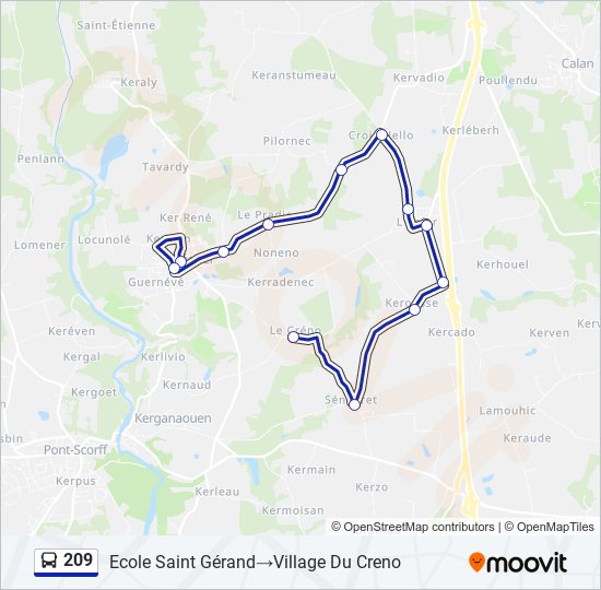 Plan de la ligne 209 de bus