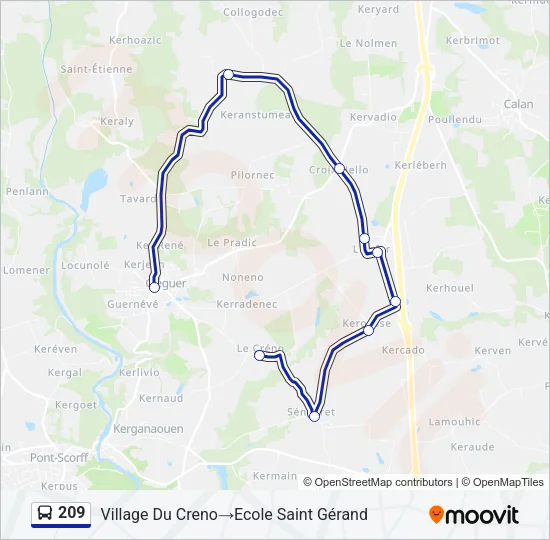 209 Bus Line Map