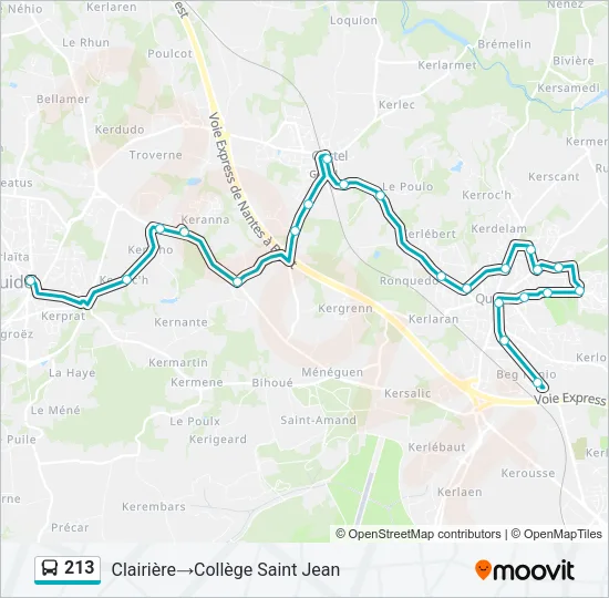 Plan de la ligne 213 de bus