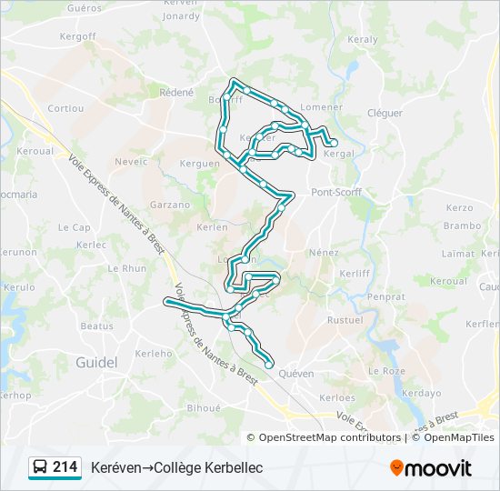 Mapa de 214 de autobús