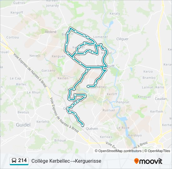 Plan de la ligne 214 de bus