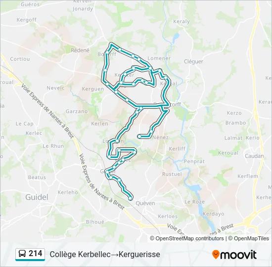 214 Bus Line Map