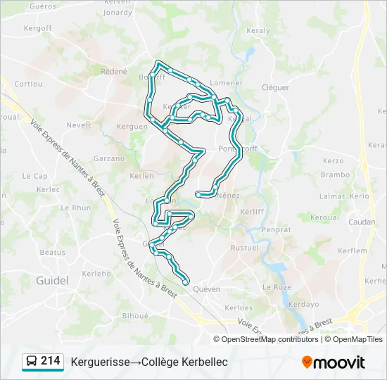 214 Bus Line Map