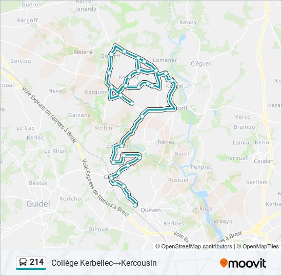 Plan de la ligne 214 de bus