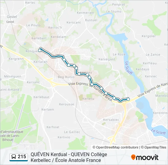 215 Bus Line Map