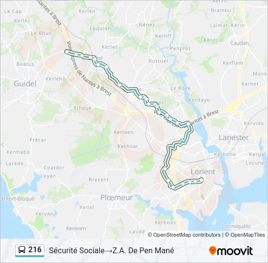 216 Bus Line Map