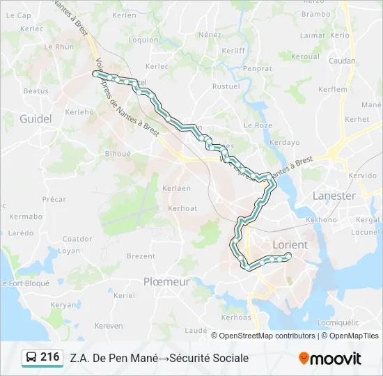 216 Bus Line Map