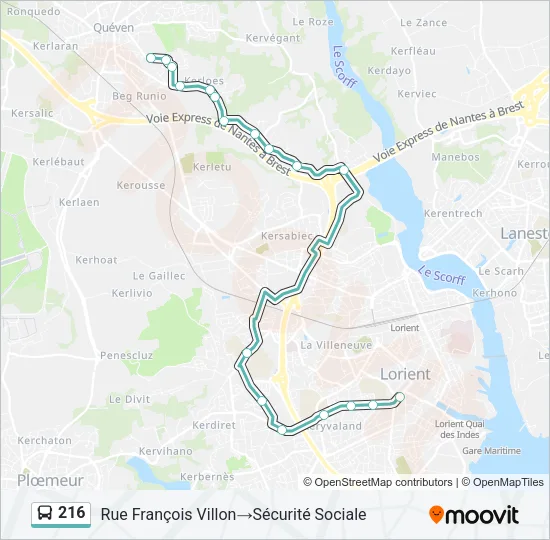216 Bus Line Map