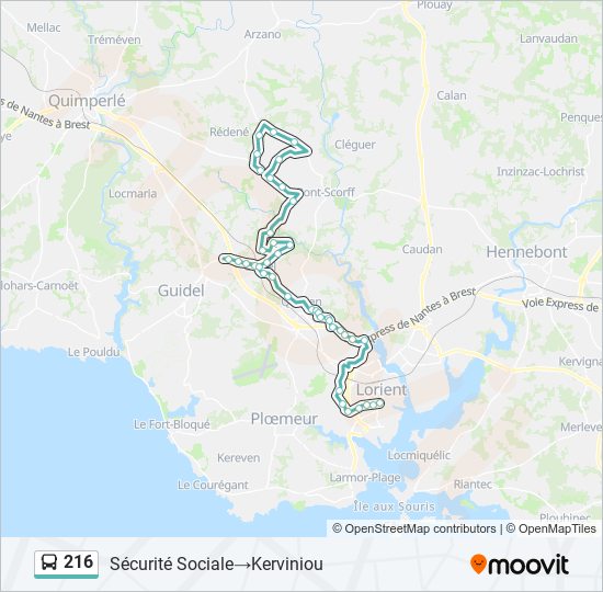 216 bus Line Map