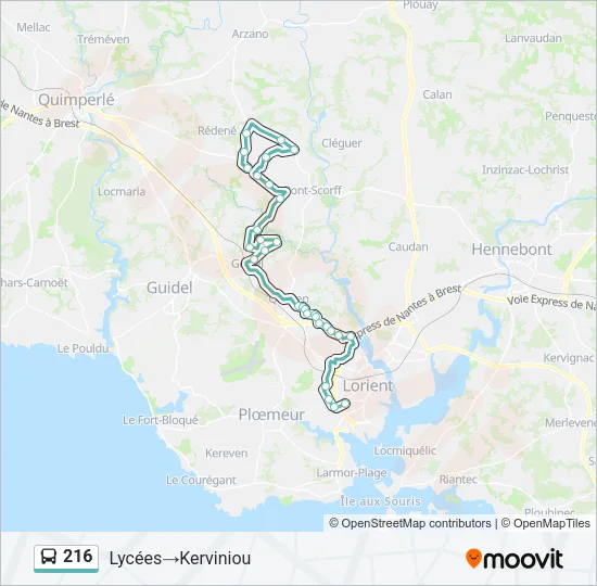 216 Bus Line Map