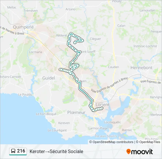 216 Bus Line Map