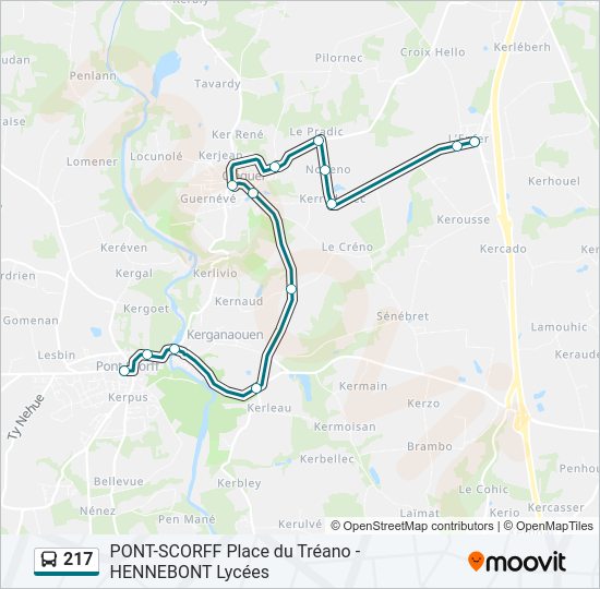 Mapa de 217 de autobús