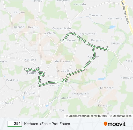 Mapa de 254 de autobús